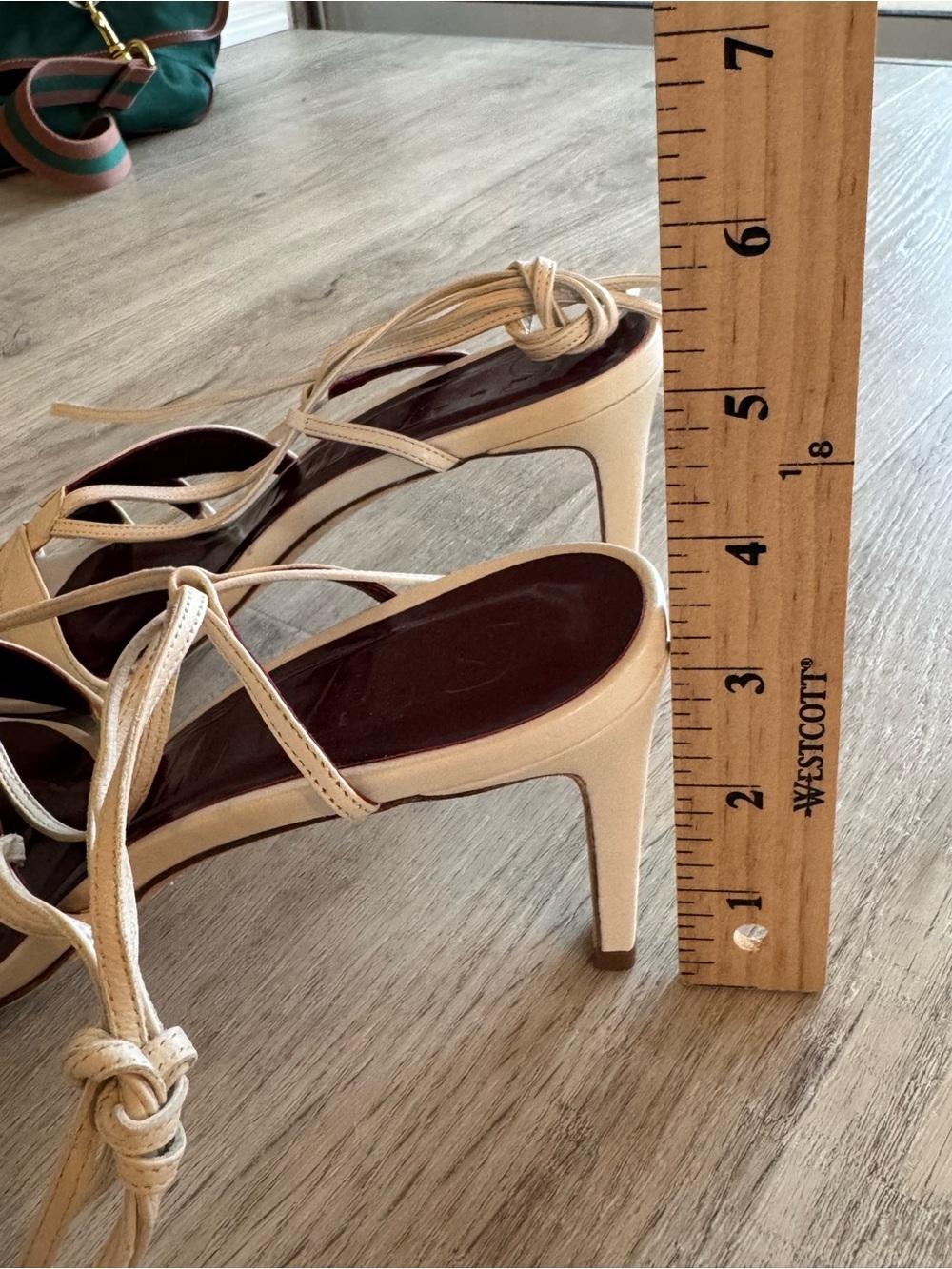 Staud Floral Sandal ankle tie Heels cream size 39 worn once - Picture 7 of 8